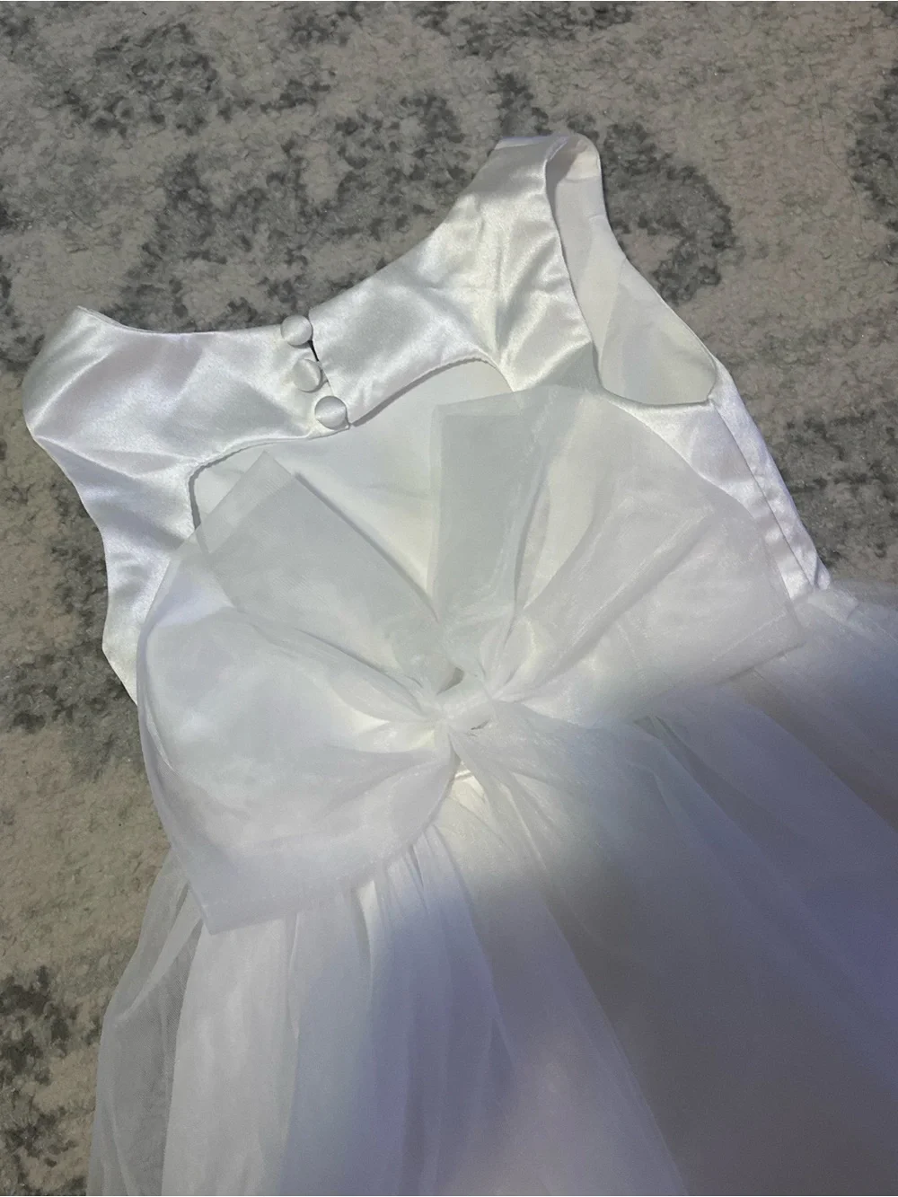 Azazie Muni Ivory A-line Bow Tulle Flower Girl Dress